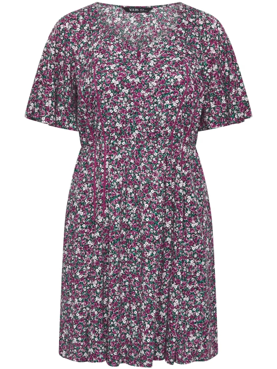 Yours Roze Smock Minijurk Met Fijne Bloemenprint, foto 4