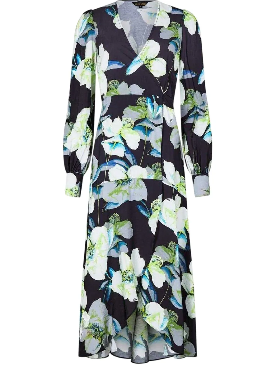 Biba Wrapjurk met lange mouwen en all-overprint voor dames (Donkerblauw) blauw, foto 2