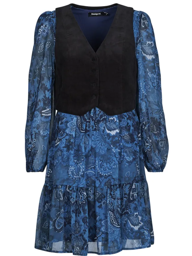 Desigual Korte Jurk Desigual CHALECO Blauw
