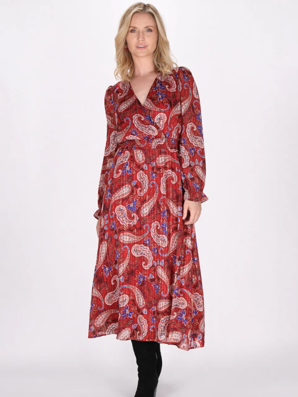 Usha Jurk Dames Rood Veelkleurig