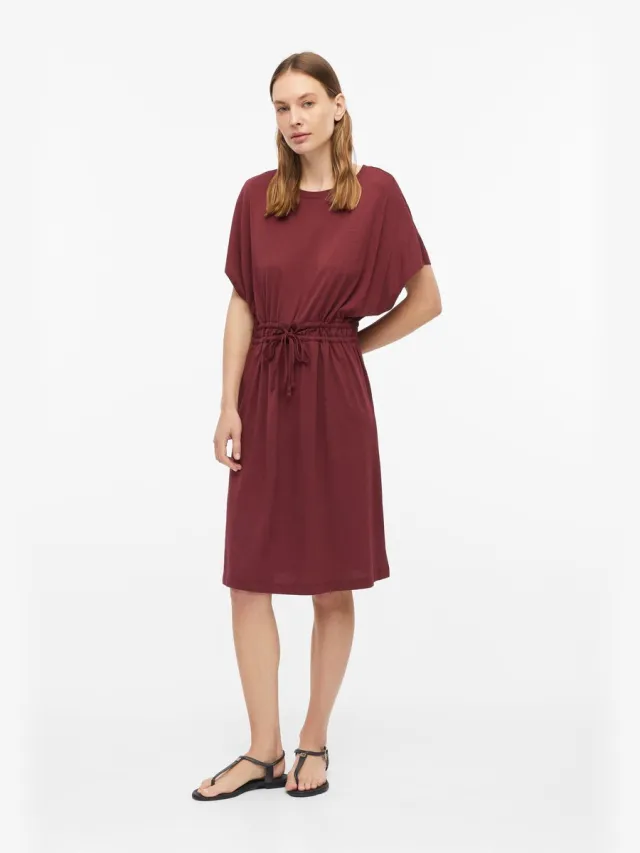 S.Oliver female - Jersey jurk met trekkoord bordeaux