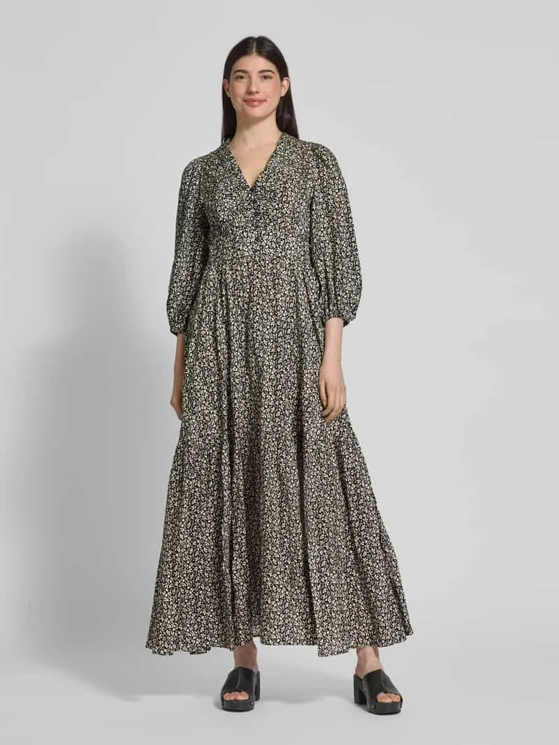 IVY OAK Maxi-jurk met knoopsluiting, model 'DREA' Zwart