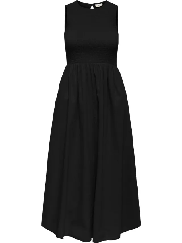 Only JDY - JDYDIEGO S/L SMOCK MIDI DRESS WVN NOOS - Dames - Mini jurken Black