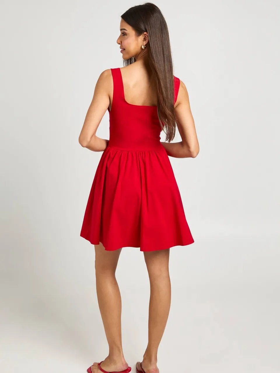 boohoo Dames Bengaline Skater Jurk Met Haakjes En Oogjes rood, foto 2