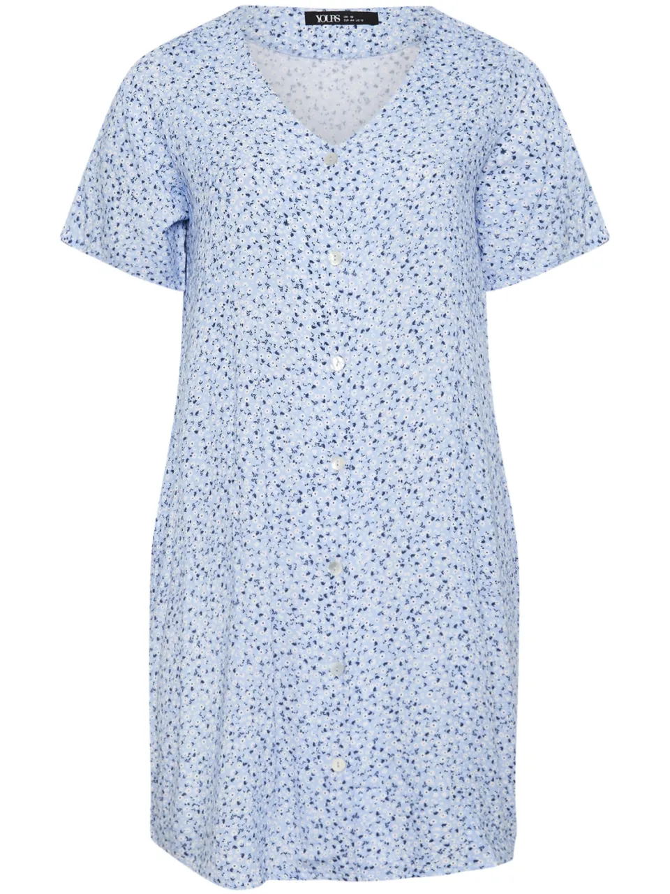 Yours Blauwe Tuniekjurk Met Bloemenprint En Knoopsluiting, foto 3