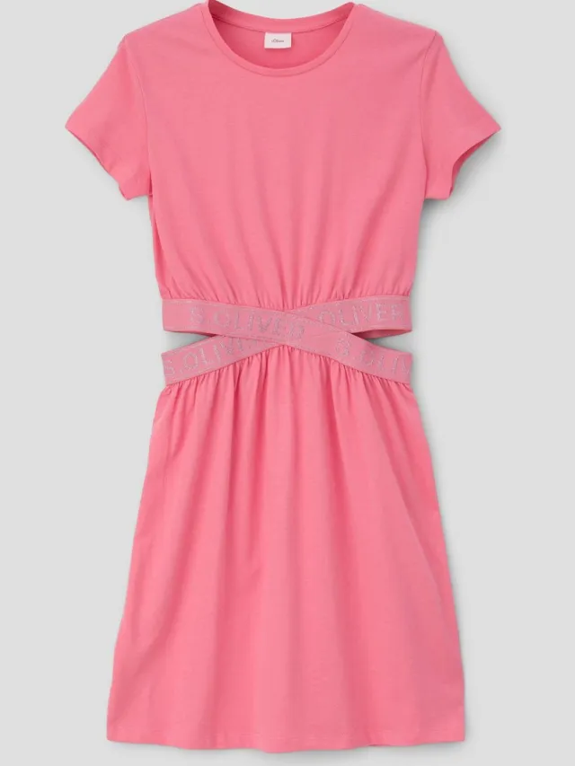 S.Oliver female - Mini-jurk met elastische band in de taille roze
