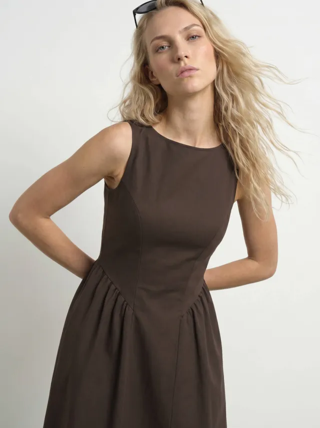 HYPEDROP midi jurk - bruin, foto 3