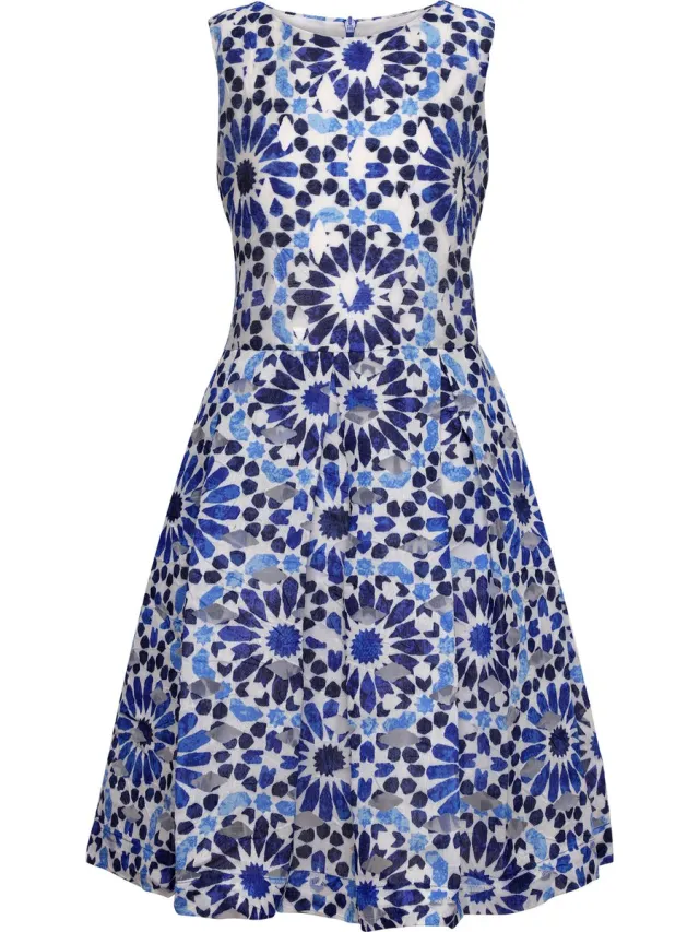 La V Feestelijke jurk met steekzakken Blauw 140