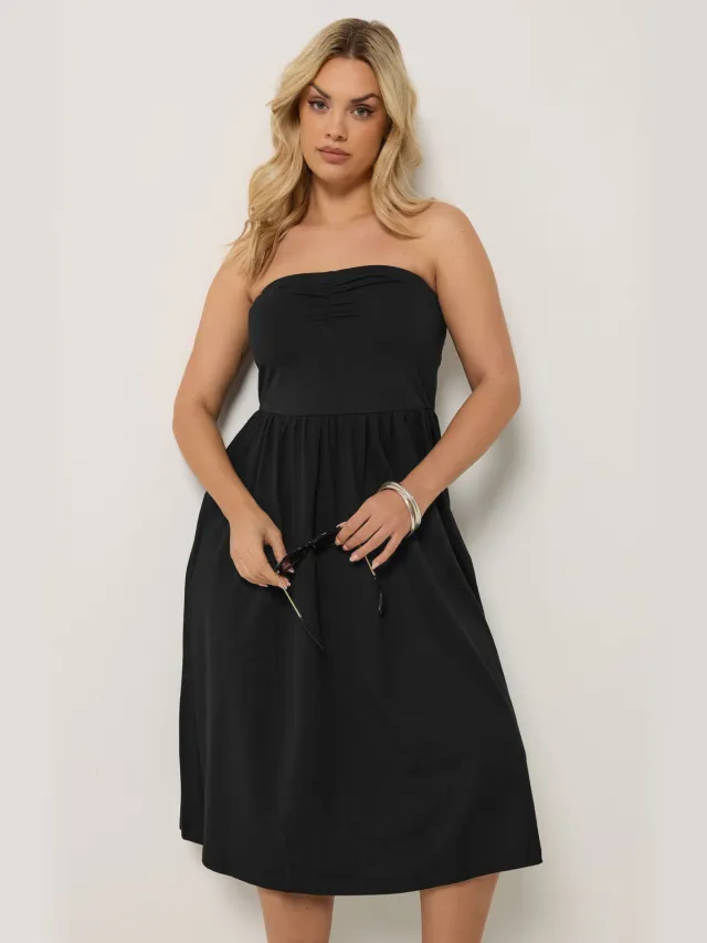 Yours Zwarte Peplum Bandeau Minijurk Black