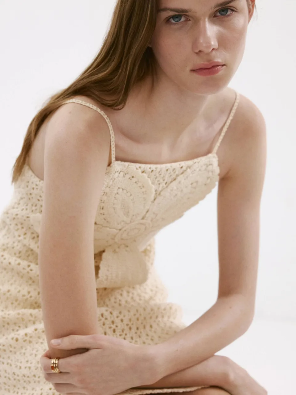 Mango korte gehaakte bohemian zomerjurk - beige, foto 4
