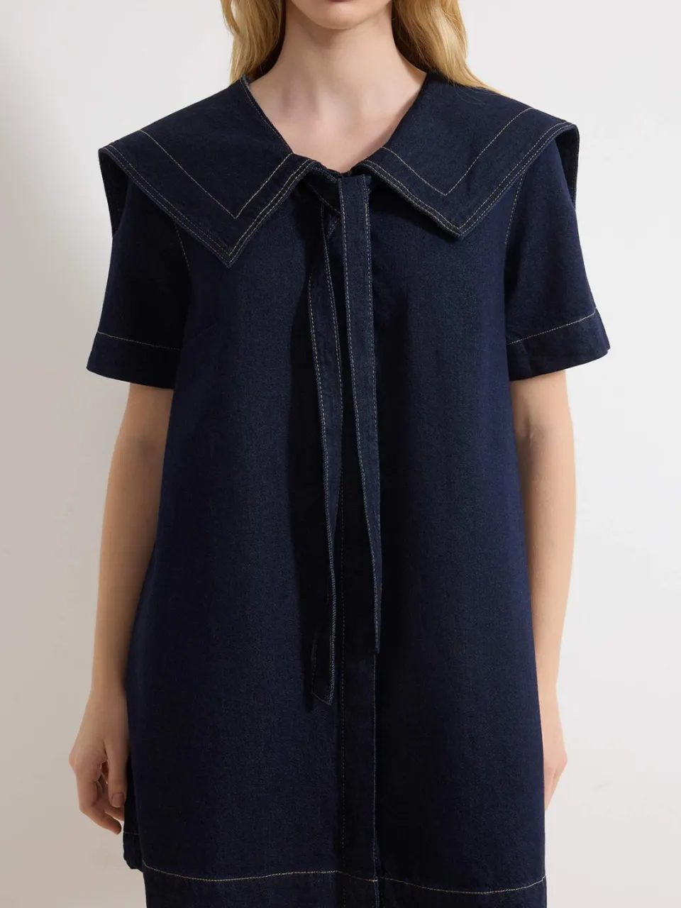 Trendyol TRENDYOLMİLLA Dames Blauw Effen Kort / Mini Kort Casual Blousejurk Jurken, foto 2