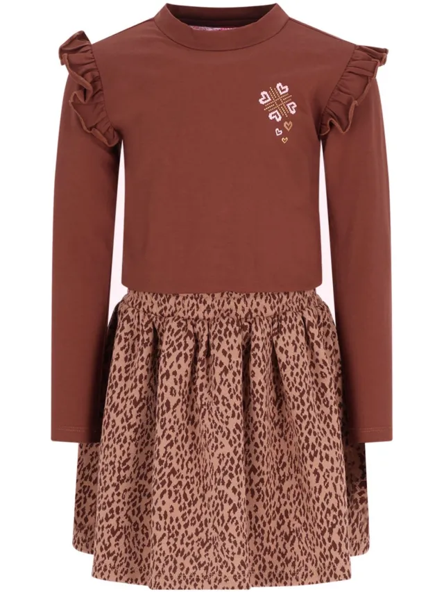 B.Nosy midi jurk met panterprint bruin Pott Brown