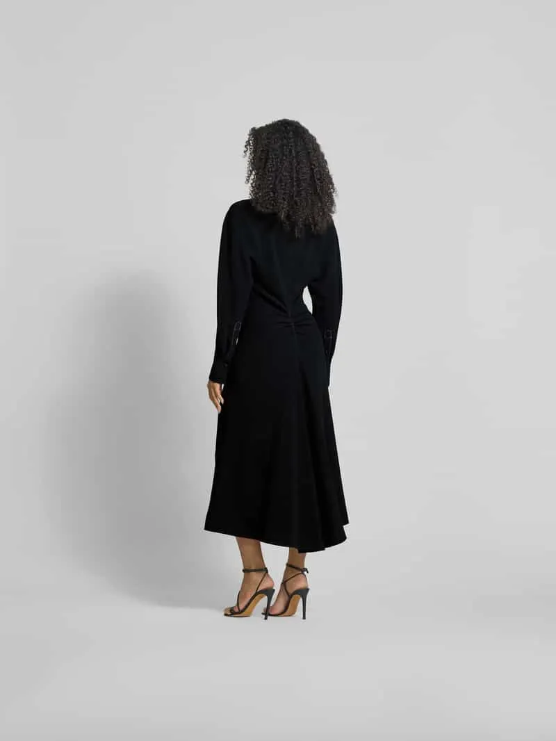 Victoria Beckham Midi-jurk met resortkraag zwart, foto 3