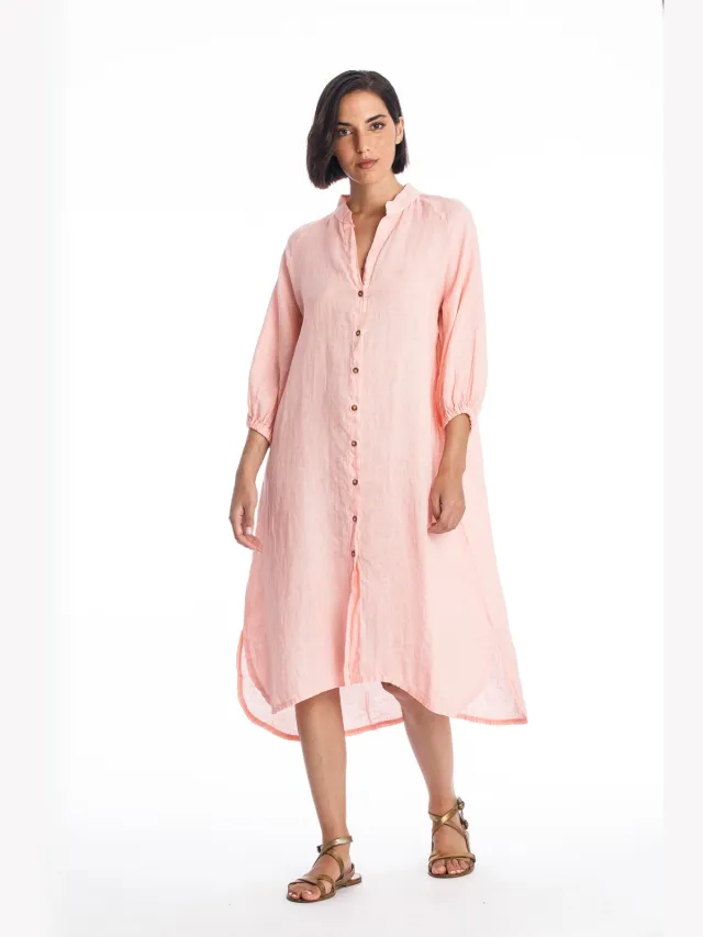 RAVENS VIEW IBIZA dames vegan Blousejurk Mei Roze Lichtroze