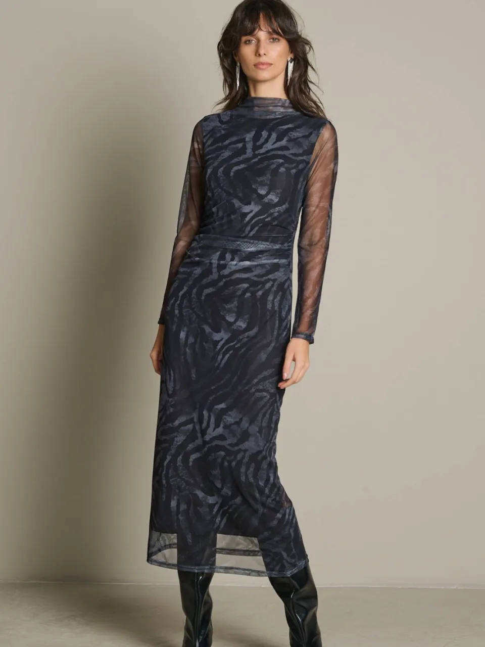LOLALIZA maxi jurk met zebraprint - zwart, foto 3