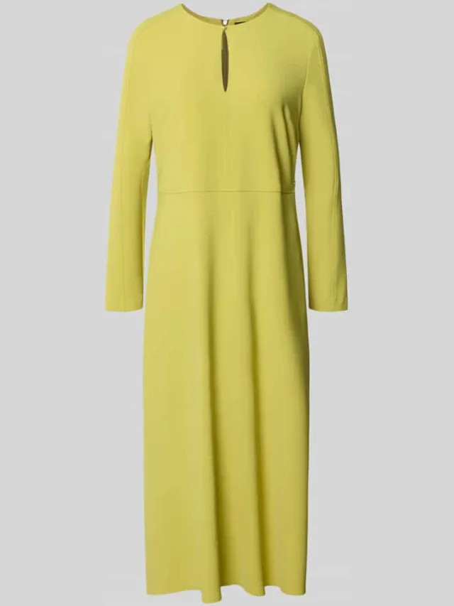 Marc Cain midi-jurk met druppelvormige hals appeltjesgroen, foto 2