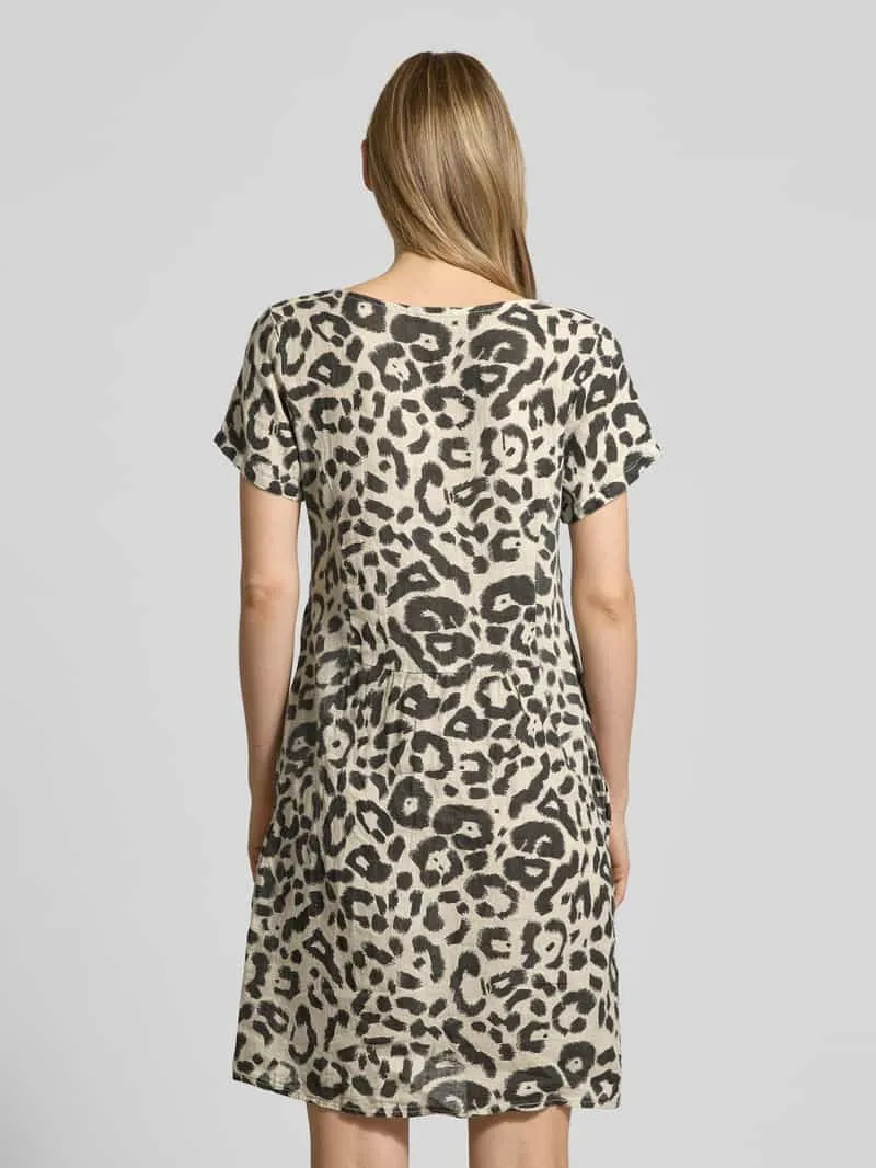 Zabaione Knie-lange jurk van linnen-mix met katoen-aandeel model 'Ro44saa' beige, foto 3