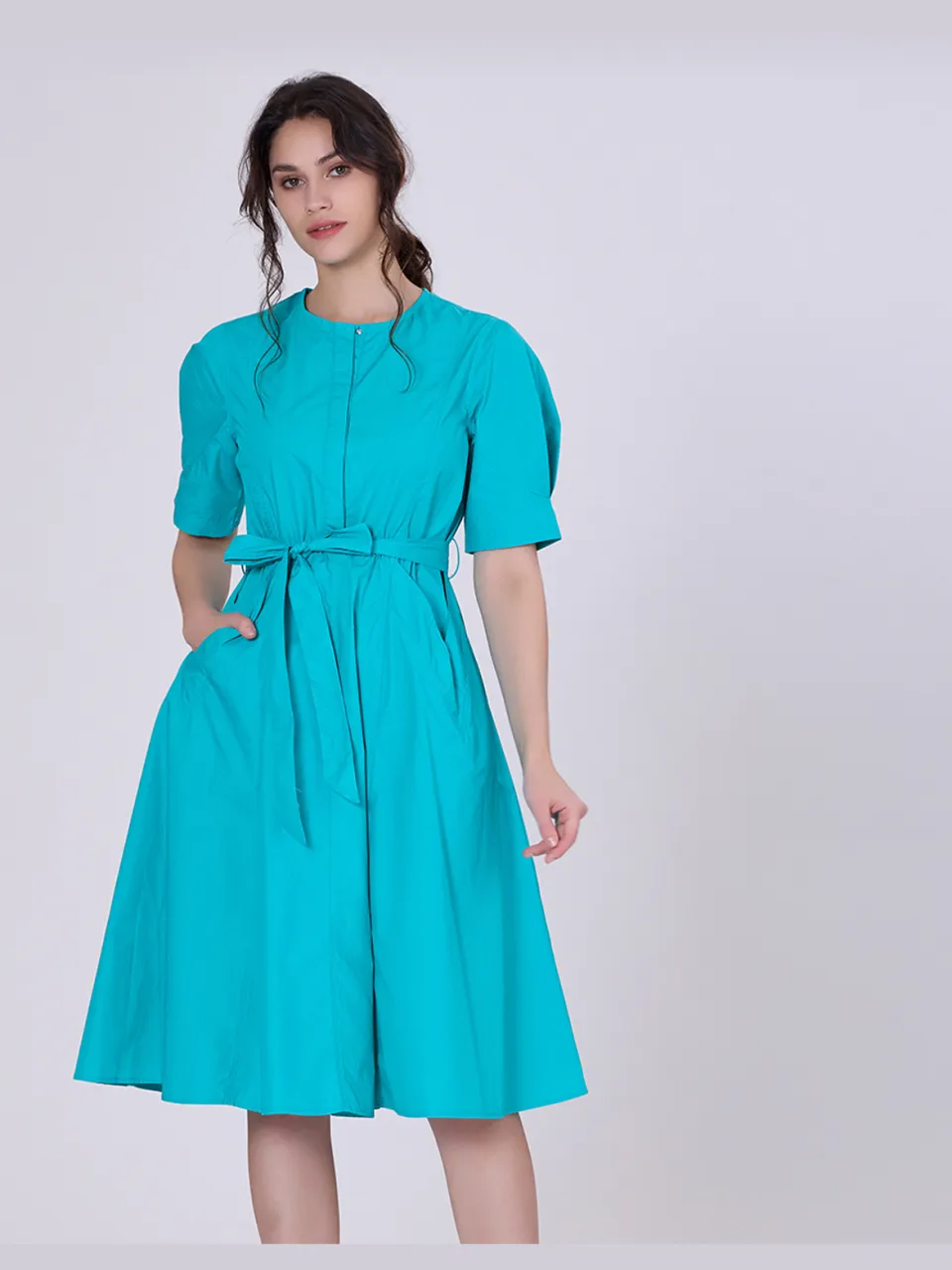 S&J Weekends A-lijn katoenen blouse-jurk blauw, foto 2
