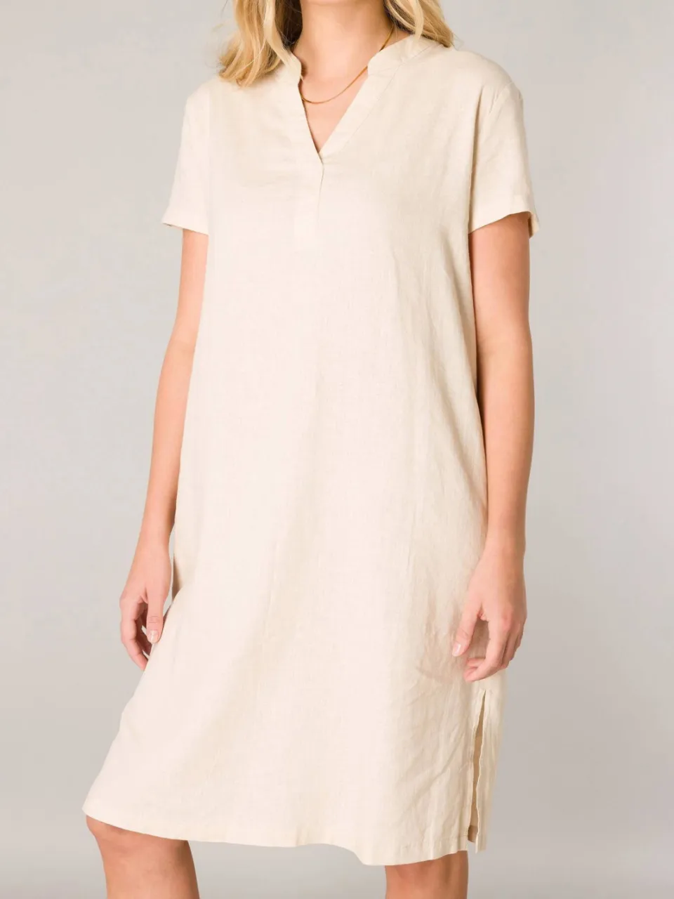 Base Level jurk met linnen Yacin beige, foto 6