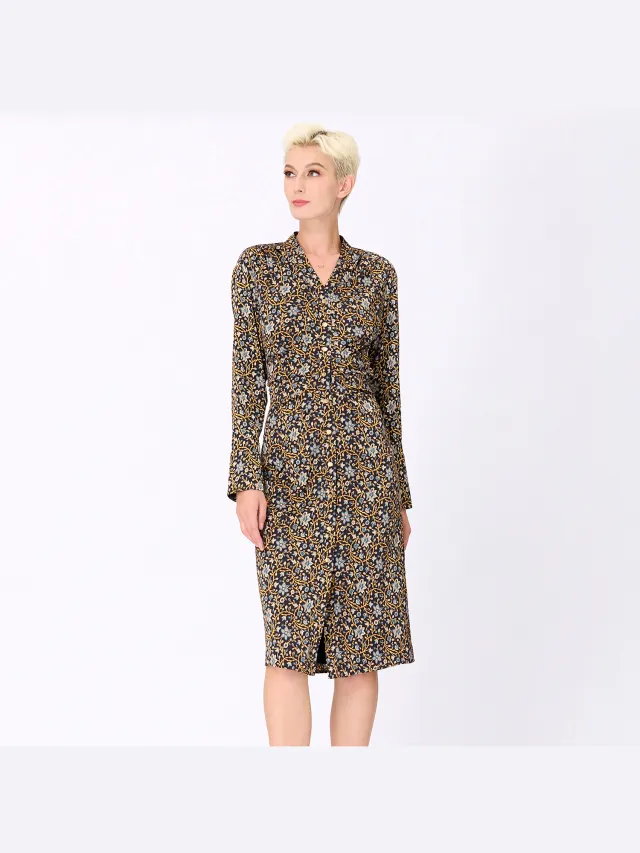 Smart & Joy Art-Deco print shirt-jurk Blauw