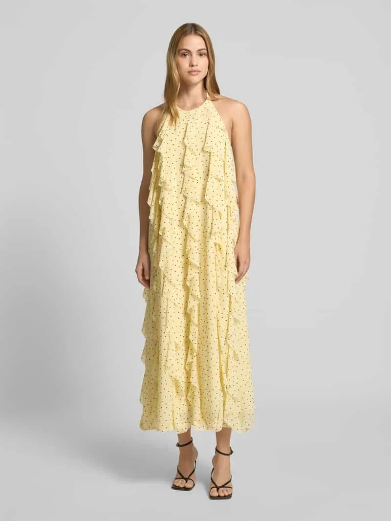 Yas Cocktailjurk met halter model 'FINILLO' Geel