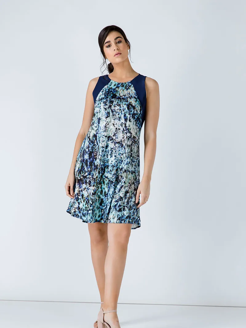 Conquista Marineblauwe jurk met opdruk