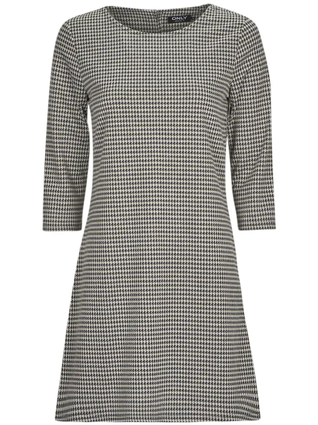 Only Korte Jurk Only ONLBRILLIANT 3/4 CHECK DRESS JRS Zwart