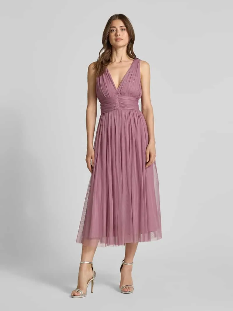 Lace & Beads Midi-jurk met cut-out aan de achterkant Rosé