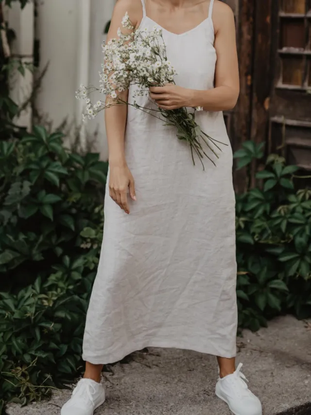AmourLinen dames vegan Jurk Jakarta Crème, foto 2