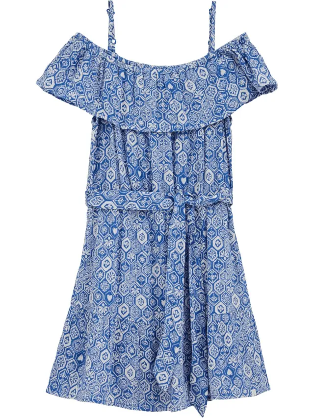 WE Fashion Meisjes jurk met structuur Blue