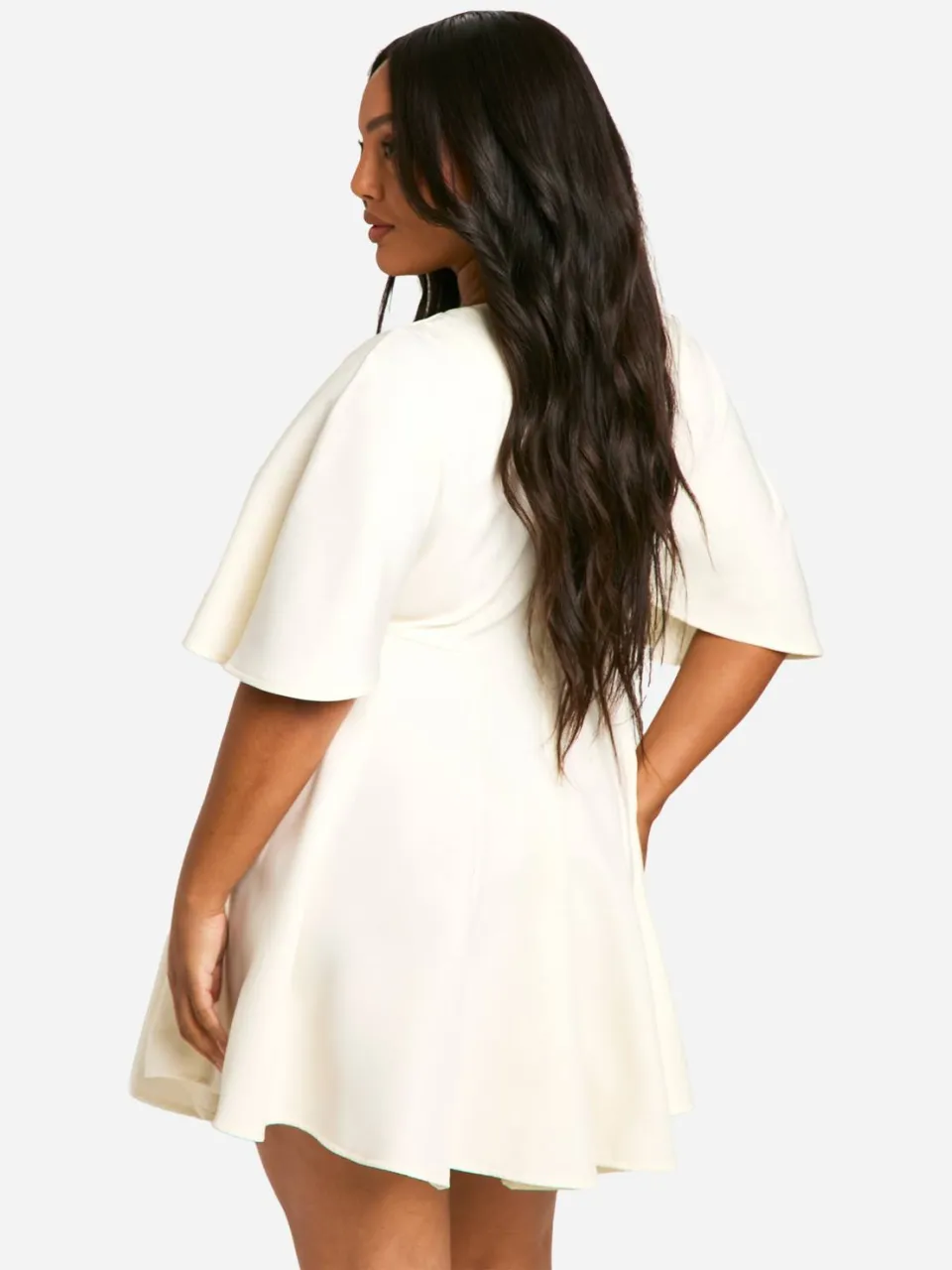 boohoo Dames Plus geplooide rok Skaterjurk ivoor, foto 2