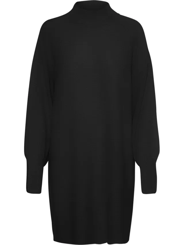 Vero Moda VMLEFILE LS HIGHNECK DRESS COLOR Dames Jurk Zwart