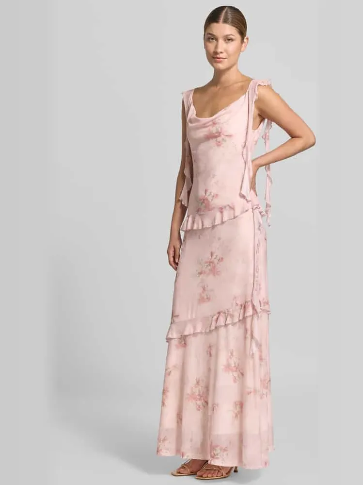 NEO NOIR Maxi-jurk van mesh model 'Adelle' roze, foto 4