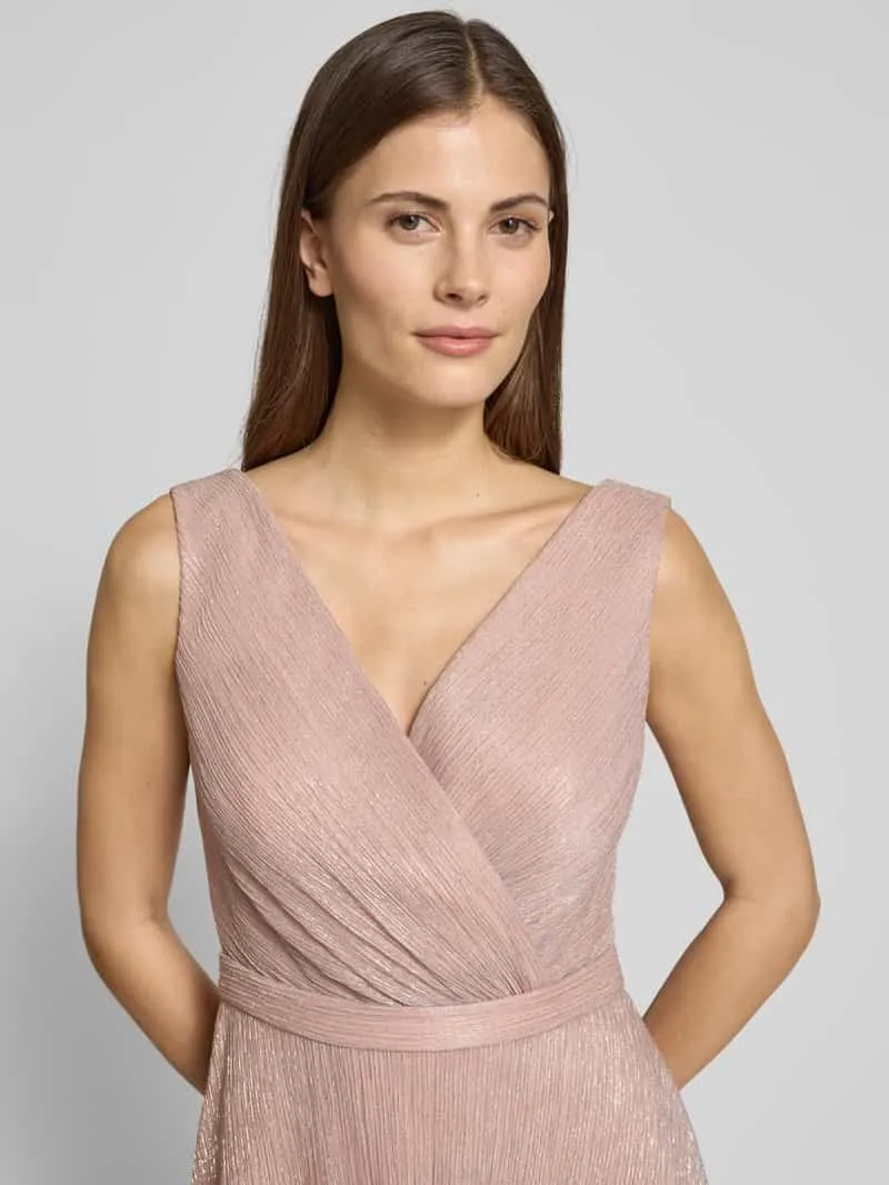 TROYDEN COLLECTION Knielange cocktailjurk met V-hals rosé, foto 3