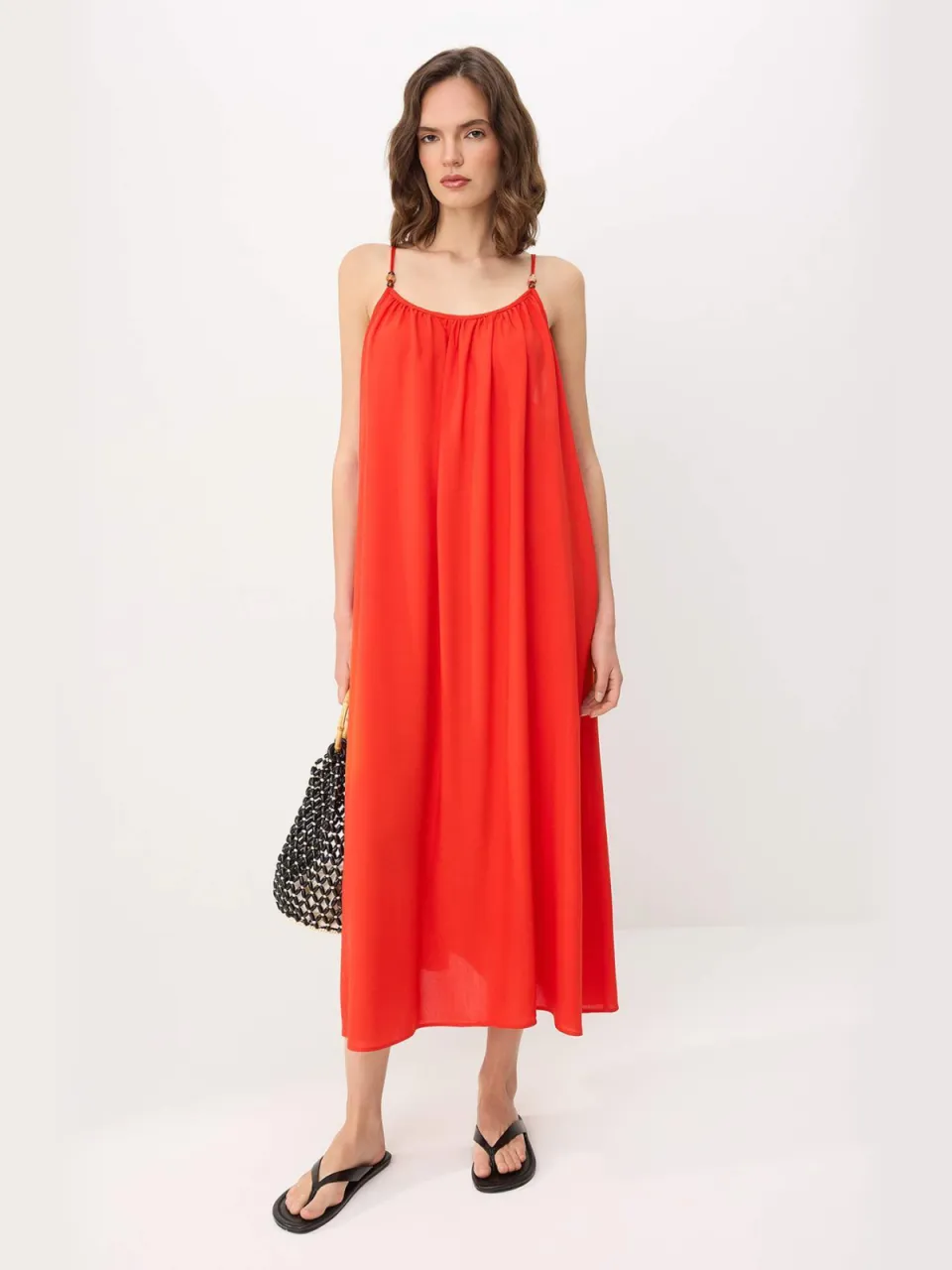 Trendyol TRENDYOLMİLLA Dames Rood Effen Maxi Mouwloos Recht Jurken