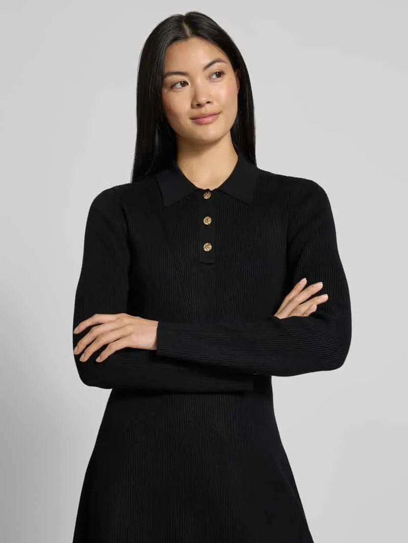 Jake*s Collection Getailleerde tricotjurk van viscosemix zwart, foto 4