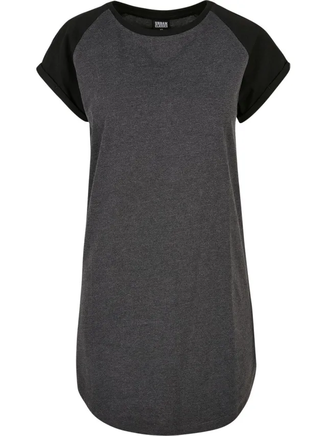 Urban Classics Contrast Raglan Tee Dames Mini-jurk - zwart/grijs