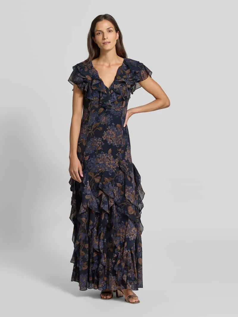 Lauren Ralph Lauren Nauwsluitende avondjurk met ruches donkerblauw, foto 2