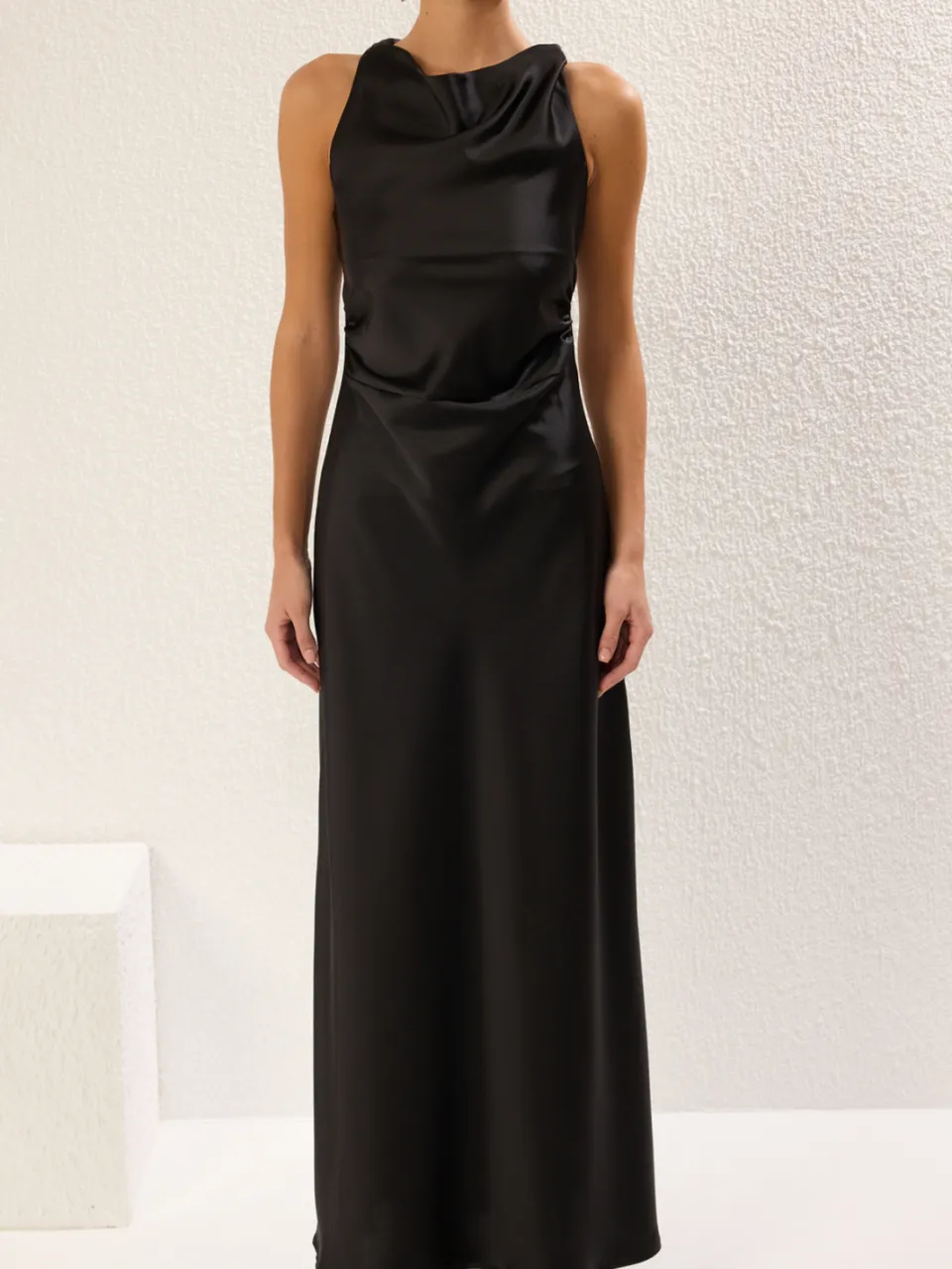 Trendyol TRENDYOLMİLLA Dames Zwart Effen Maxi Mouwloos Diploma-uitreiking / Gala A-lijn Avond & Gala Jurk, foto 2