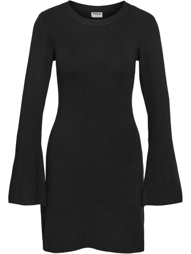 Noisy May NMTIFFANY L/S KNIT DRESS FWD NOOS Dames Mini-jurk - zwart