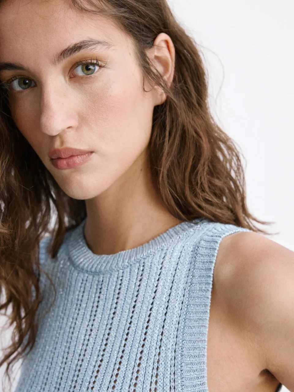 Mango viscose midi jurk - lichtblauw, foto 3