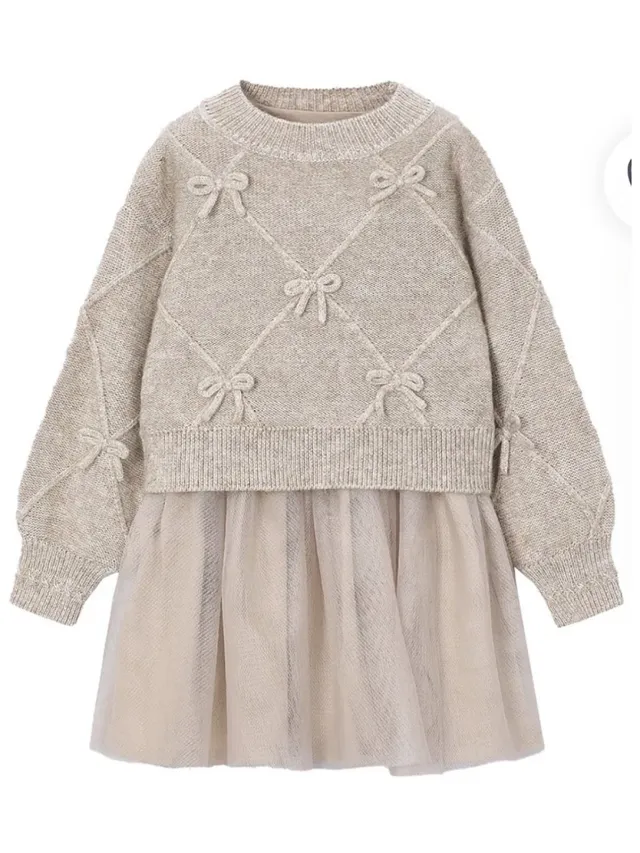 Mayoral tule jurk met bijpassende trui beige