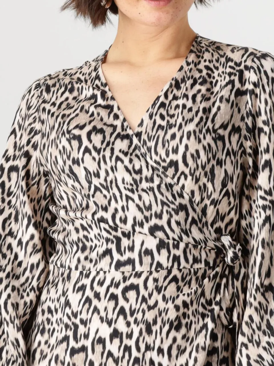 JANSEN Amsterdam Dames Jurken Rebecca Jurk Wa 564 Wrap Long Sleeve - Bruin, foto 4