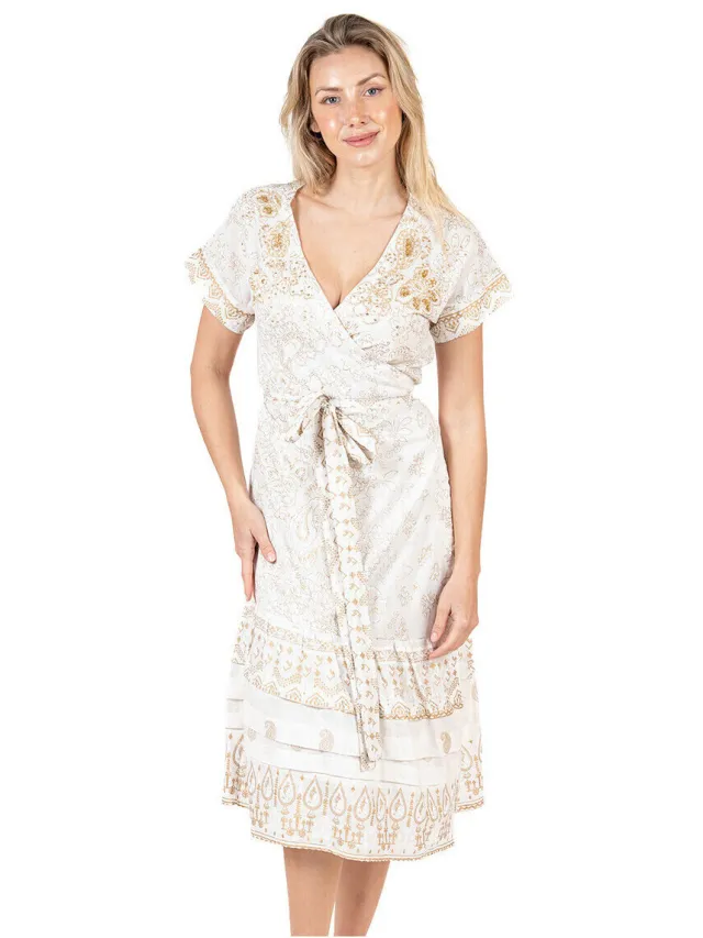Isla Bonita By Sigris Lange Jurk Isla Bonita By Sigris Lange Midi -Jurk Beige