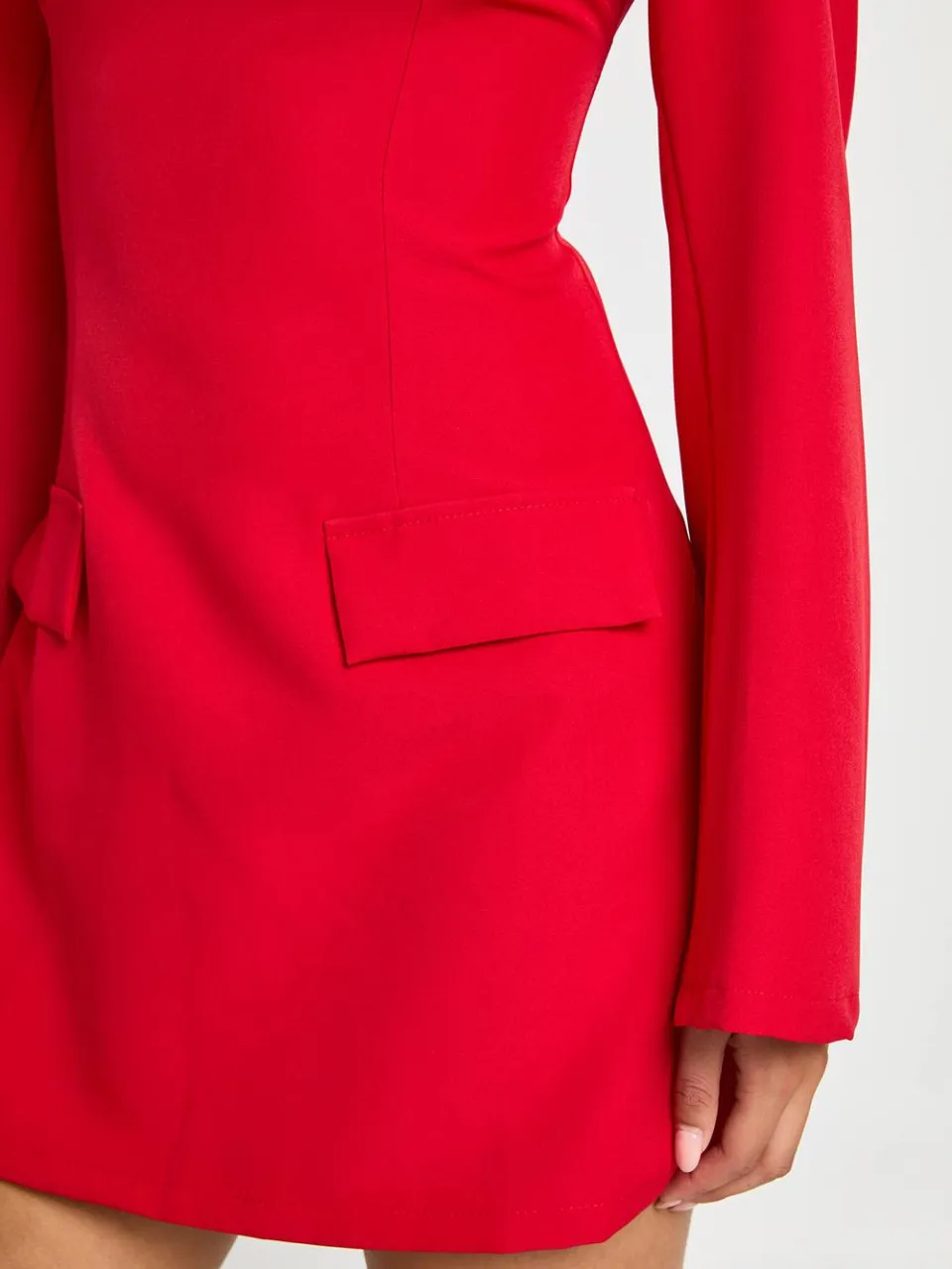 boohoo Dames Mini Jurk Met Lange Mouwen, Slash Hals En Getailleerde Pasvorm rood, foto 4