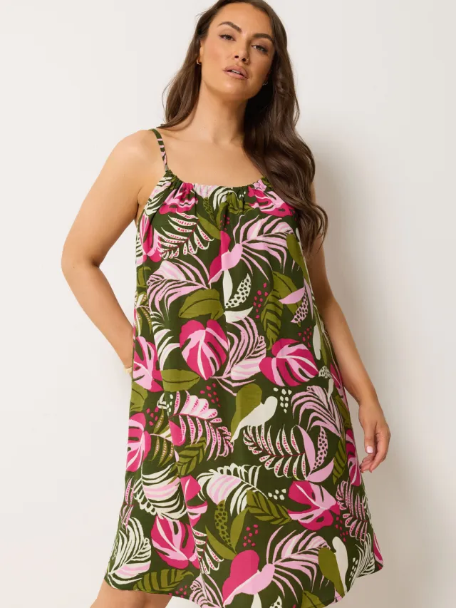 Yours Groen Tropische Swingjurk Green