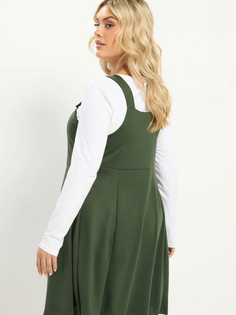 Yours Kaki Groene Pinaforejurk, foto 4