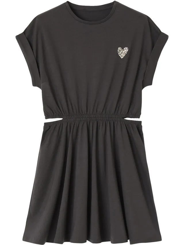 JONEN Meisjesjurk met openingen aan de zijkanten JONEN antraciet