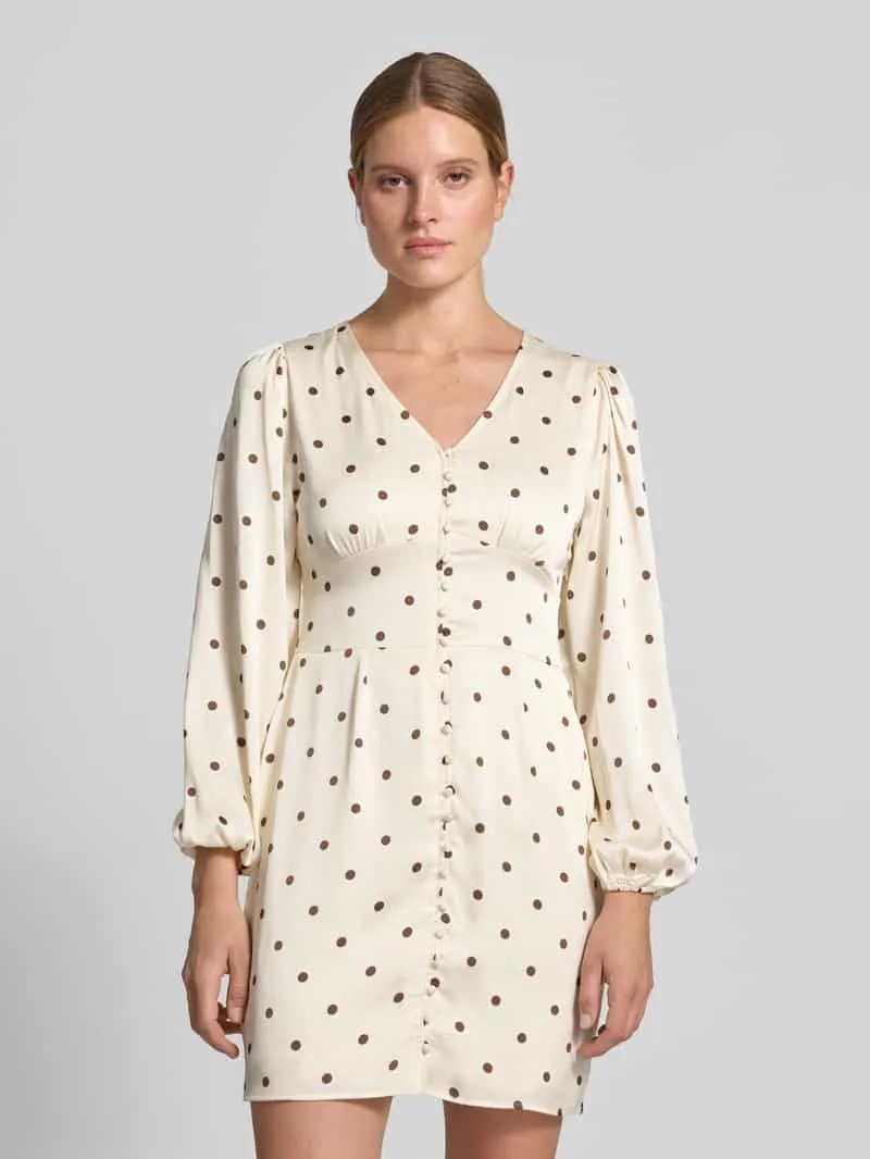 Neo Noir Slim Fit mini-jurk met doorlopende knoopsluiting model 'Mabel' beige, foto 4