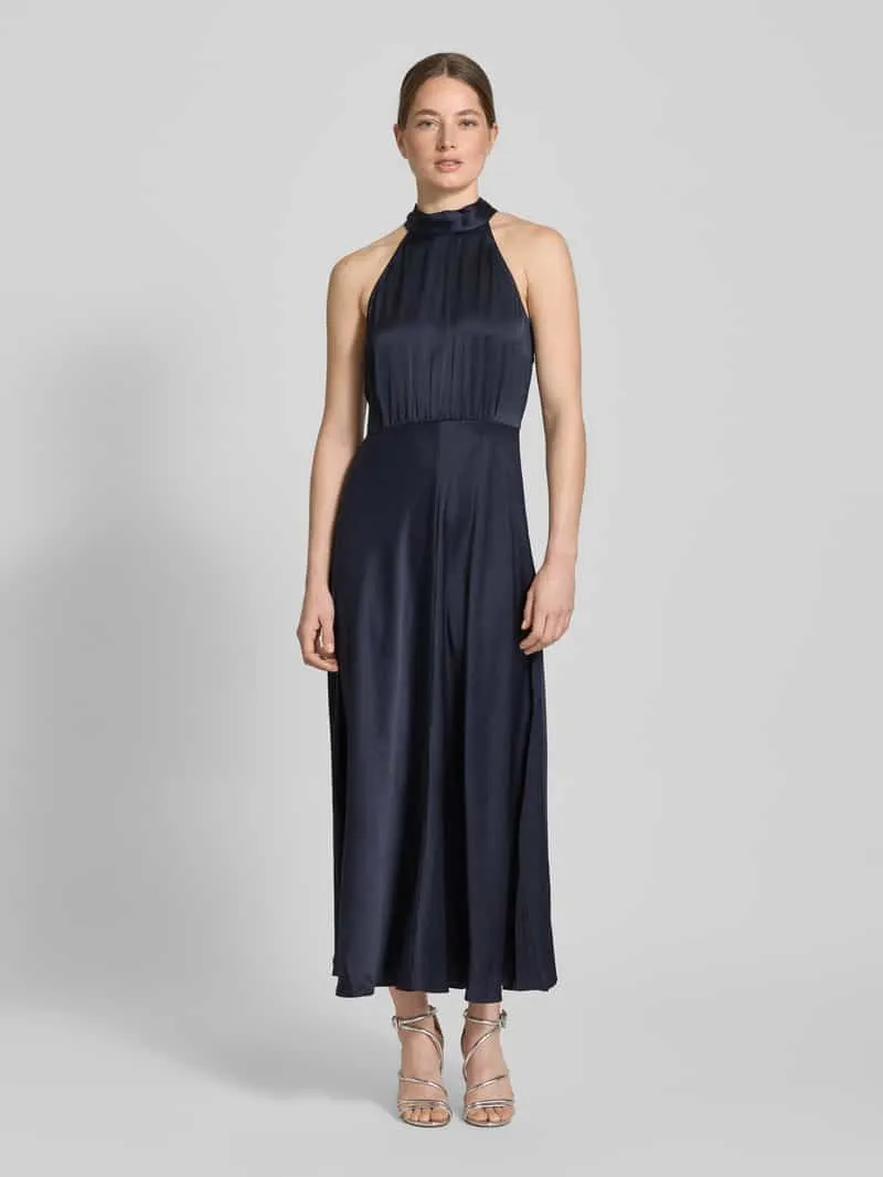 Samsøe Samsøe Midi-jurk met halter, model 'RHEO' Marineblauw